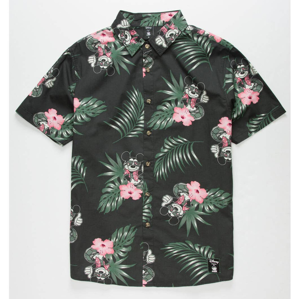 Disney x Neff Short Sleeve Button Up Mens Small Mickey Tropical Floral Poolside